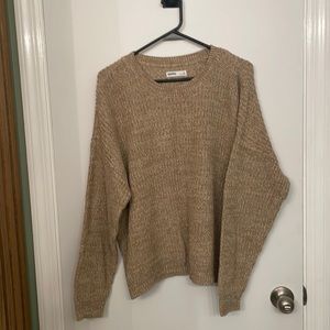 Beige knit scoop neck sweater